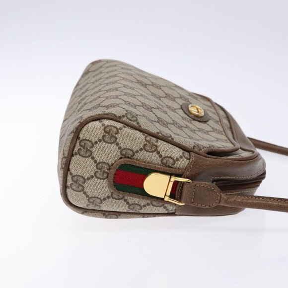 GUCCI GG Supreme Web Sherry Line Shoulder Bag PVC Beige Gold Auth sw1153 - Picture 5 of 16